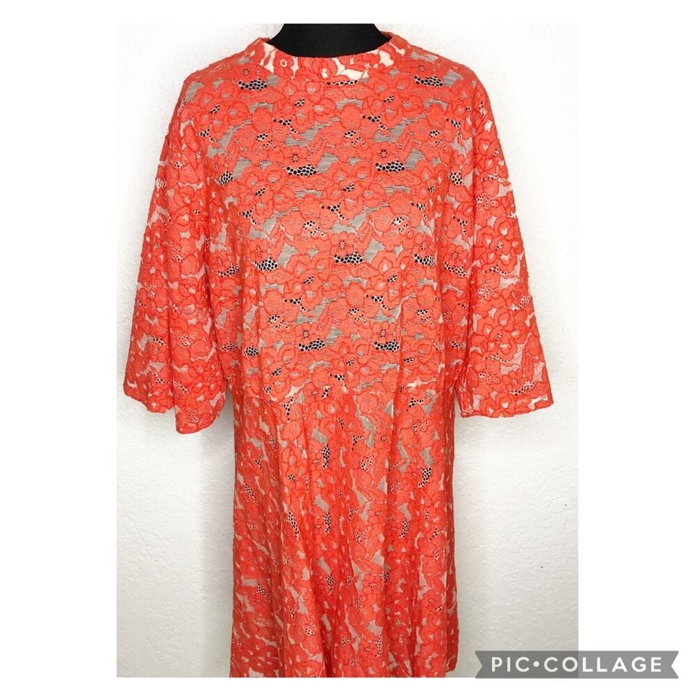 ASOS Curve red orange floral lace dress size 24 NWT‎